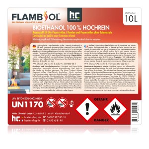 Kanister Flambiol Bioethanol 100% Hochrein, 15 x 10l für Kamine & Feuerstellen.