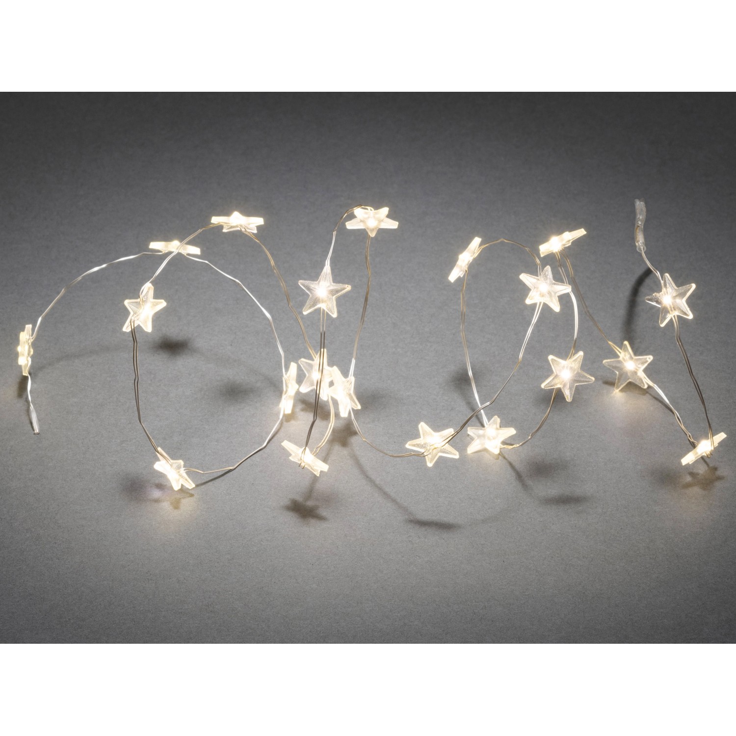 Konstsmide LED Lichterkette transparente Sterne 20 warmweiße LEDs
