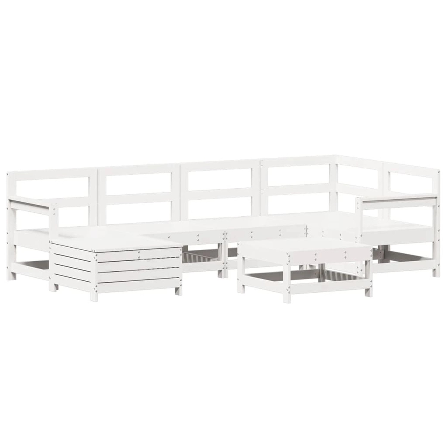 vidaXL 7-Tlg Garten-Sofagarnitur Weiß Massivholz Kiefer 3250957 günstig online kaufen