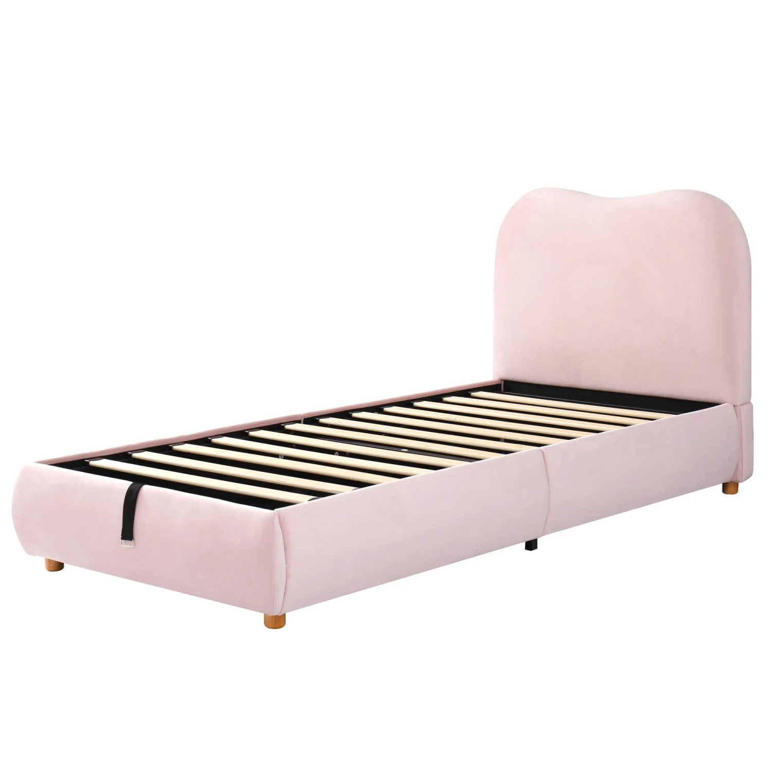 okwish Polsterbett 90x200cm mit Hydraulischem Stauraum Kinderzimmer Rosa ohne Matratze