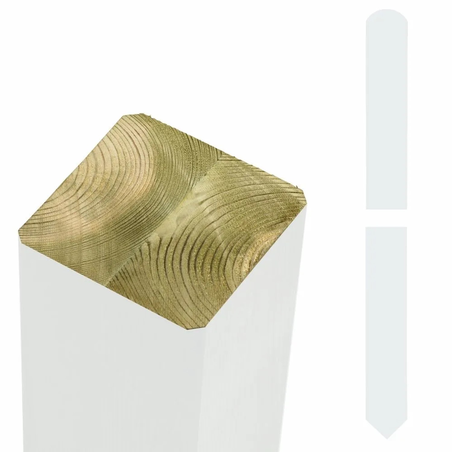 Zaunpfosten Leimholz Kiefer Weiß 9 cm x 9 cm x 208 cm Kopf gerundet/spitz