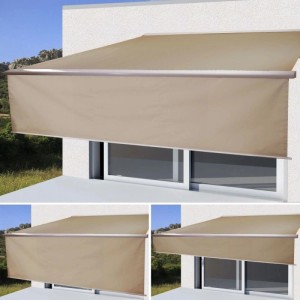 MCW Kassetten-Markise H124 Volant Ausfahrbar 4x3m Polyester Sand