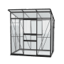 Vitavia Gewächshaus Palma 3250, schwarz, mit Sicherheitsglas, Hohlkammerplatten und Fundamentrahmen.