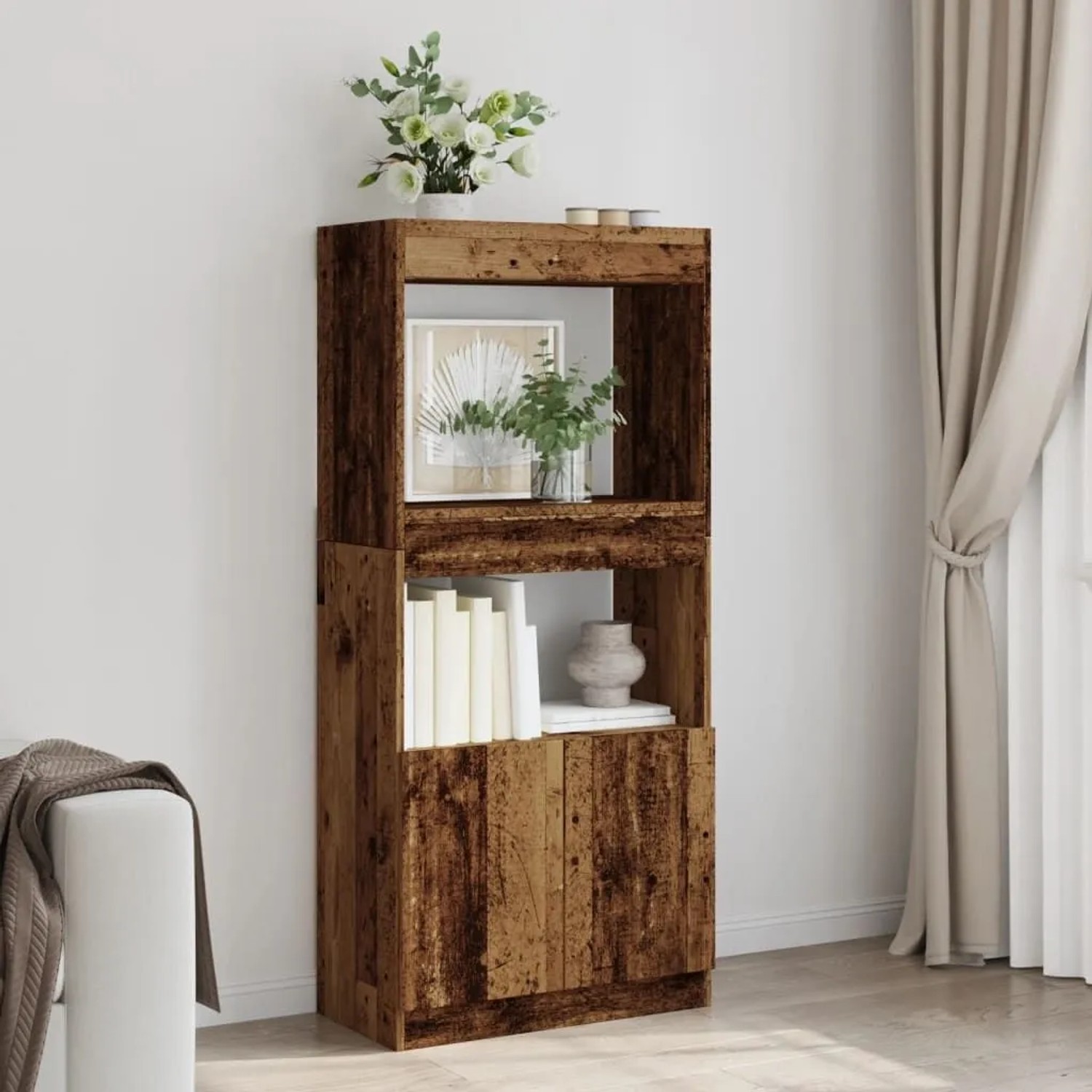 vidaXL Highboard Altholz-Optik 63x33x140 cm Holzwerkstoff 855113_3