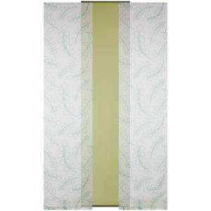Bestlivings Schiebegardine Elena 3er Set Grün mit Blattmuster, Fenstervorhang für Wohnräume.