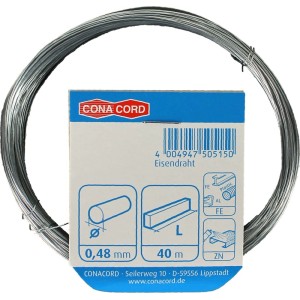 Conacord Eisendraht, verzinkt, Ø 0,48 mm, 40 m Länge, aufgerollt.