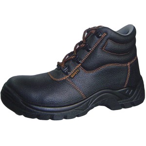 Schwarzer Sicherheitsstiefel S3, Größe 41, mit Stahlkappe und rutschfester Sohle.