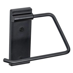 Schwarzer Wenko Toilettenpapierhalter Basic zur Wandmontage.