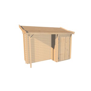 Weka Anbauschrank mit Schleppdach aus Holz, ideal als Gartenhaus-Zubehör zur Aufbewahrung.