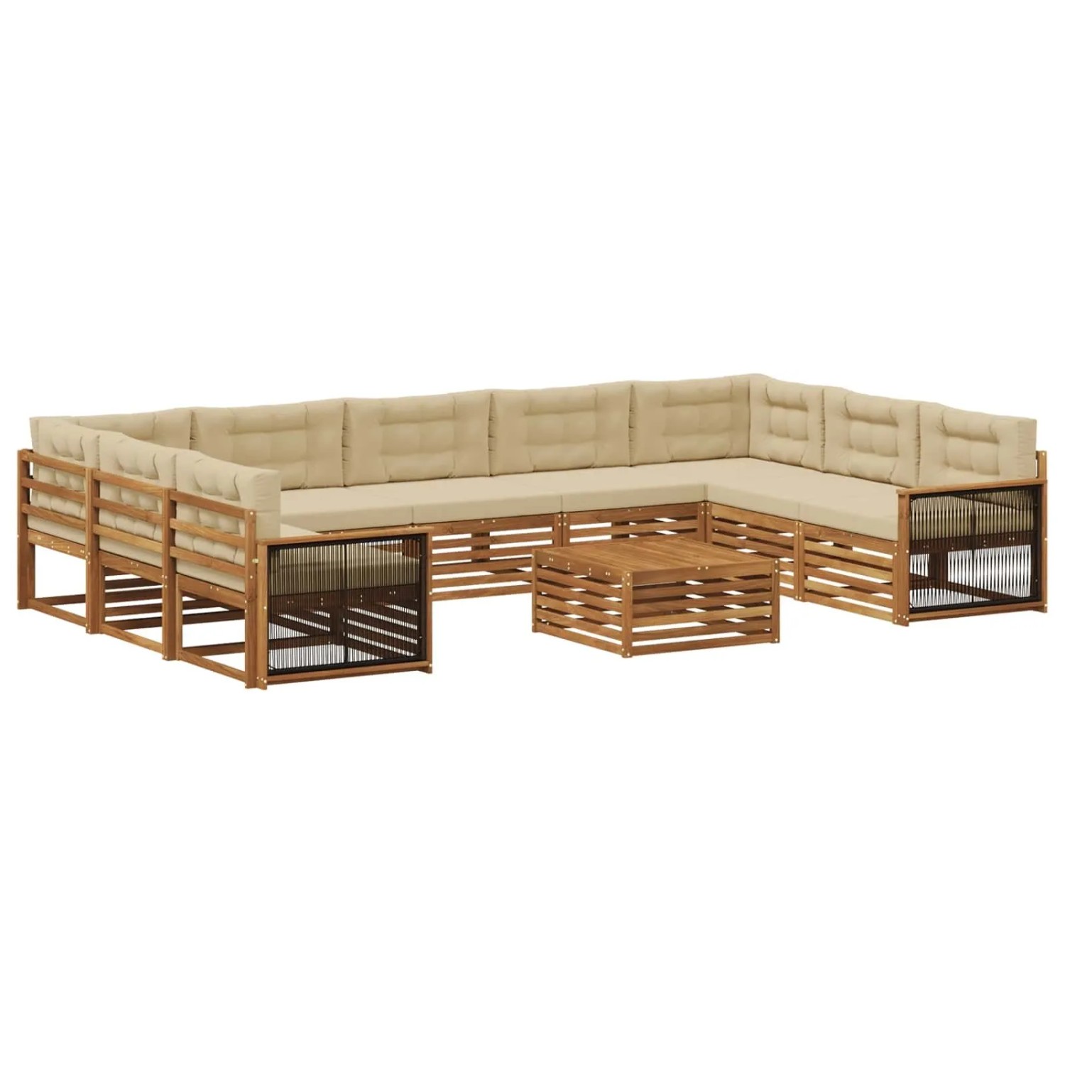 vidaXL Outdoor-Sofagarnitur 10 Stk Natur und Beige Massivholz Akazie 3383866