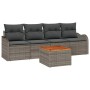 Graues 5-teiliges vidaXL Garten-Sofa-Set aus Poly Rattan mit Tisch und Stauraum.