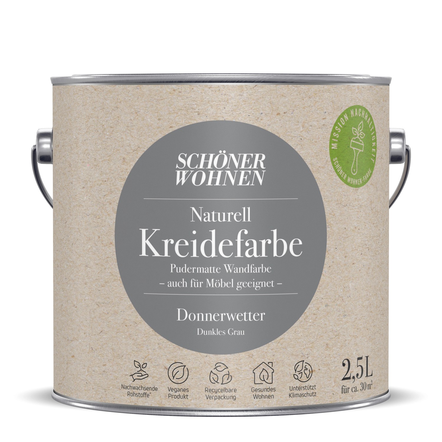 Schöner Wohnen Naturell Kreidefarbe Donnerwetter 2,5 l