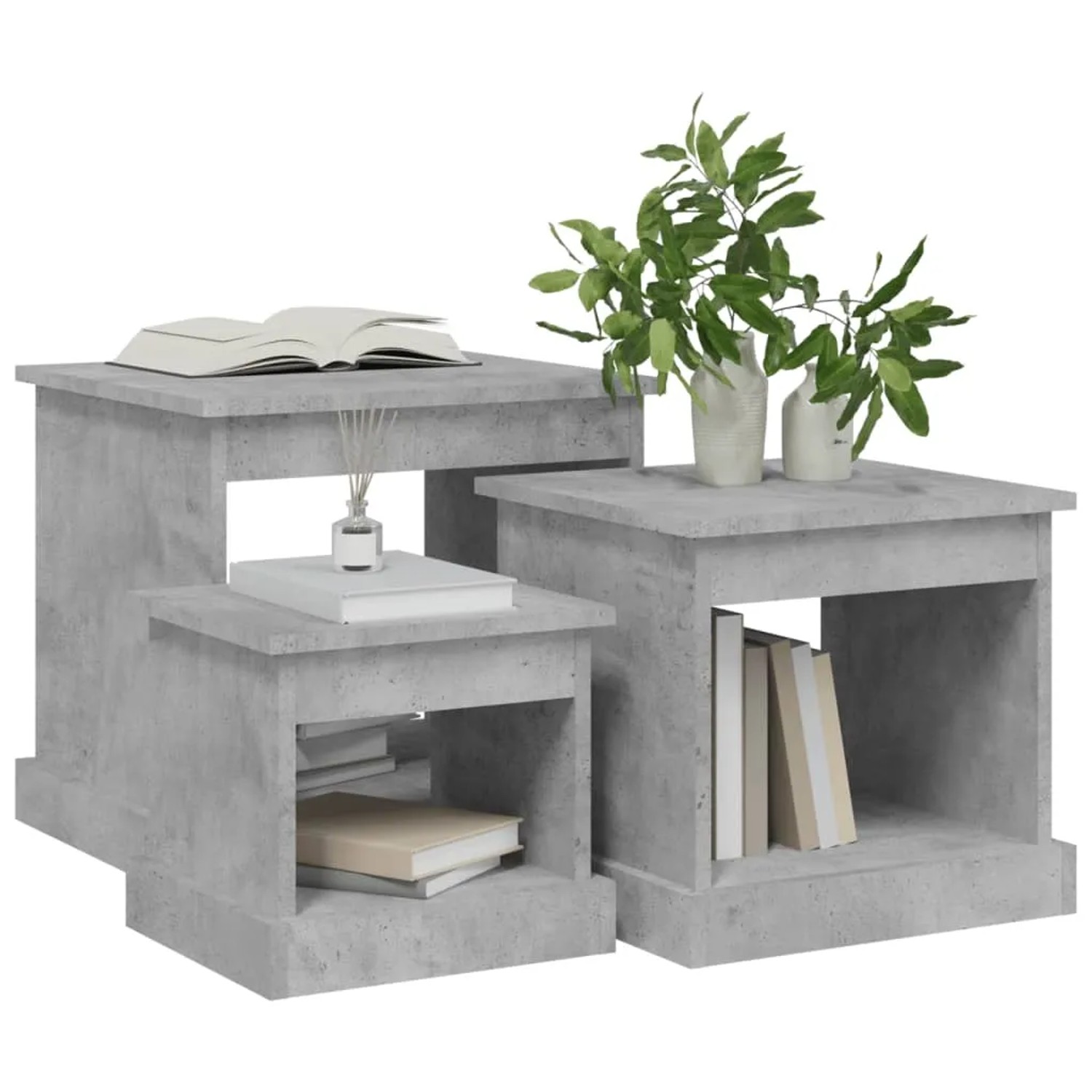 vidaXL Couchtische 3 Stk Betongrau Holzwerkstoff 816492_4