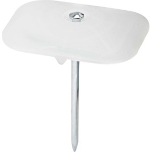 Weiße Nagelscheibe mit Stahlnagel, 10er Pack zur Kabelbefestigung.