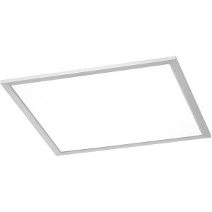 Flache, eckige Trio Smart LED Deckenleuchte Griffin in Nickel matt, 39,5x39,5cm.