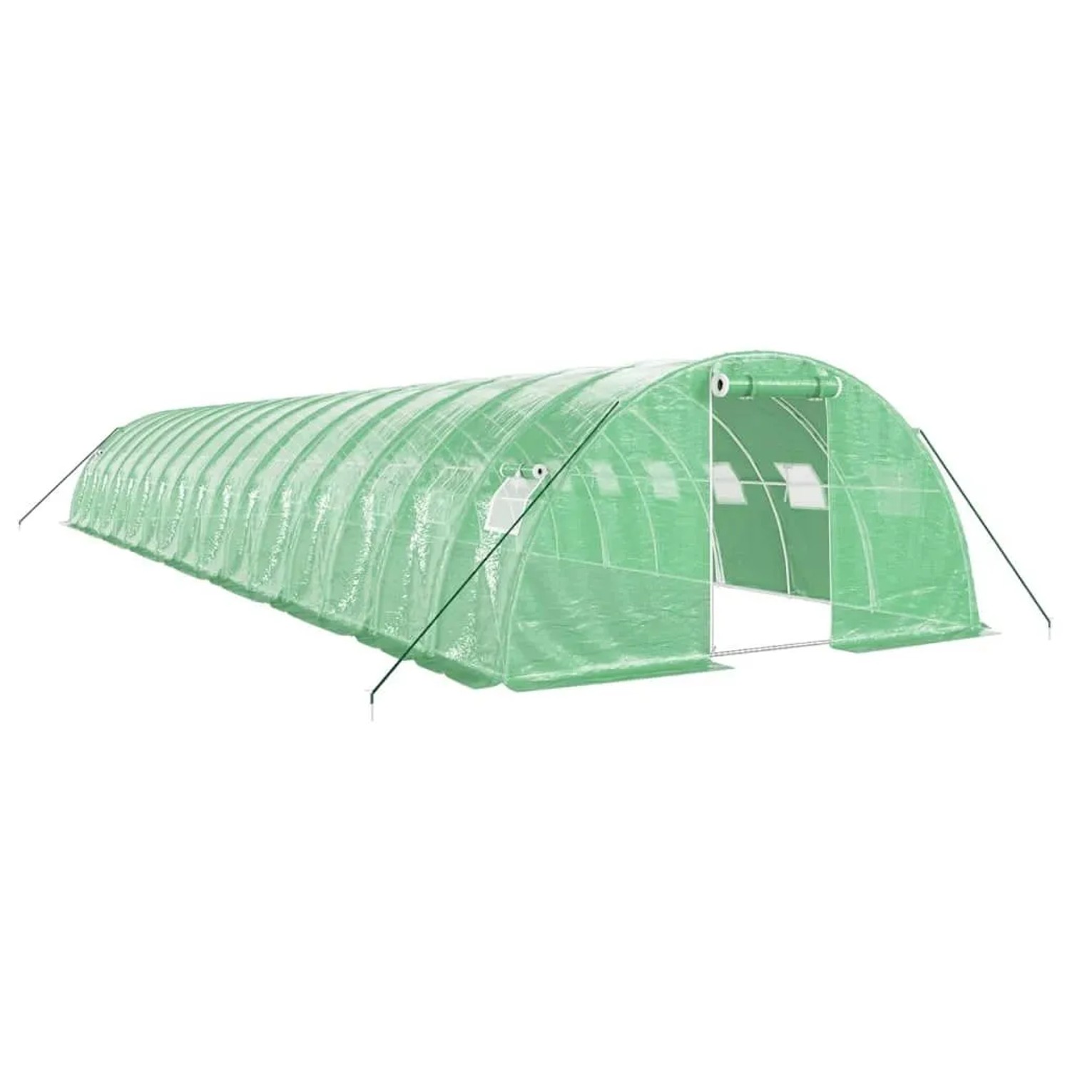 vidaXL Gewächshaus mit Stahlrahmen Grün 64 m² 16x4x2 m 3188067