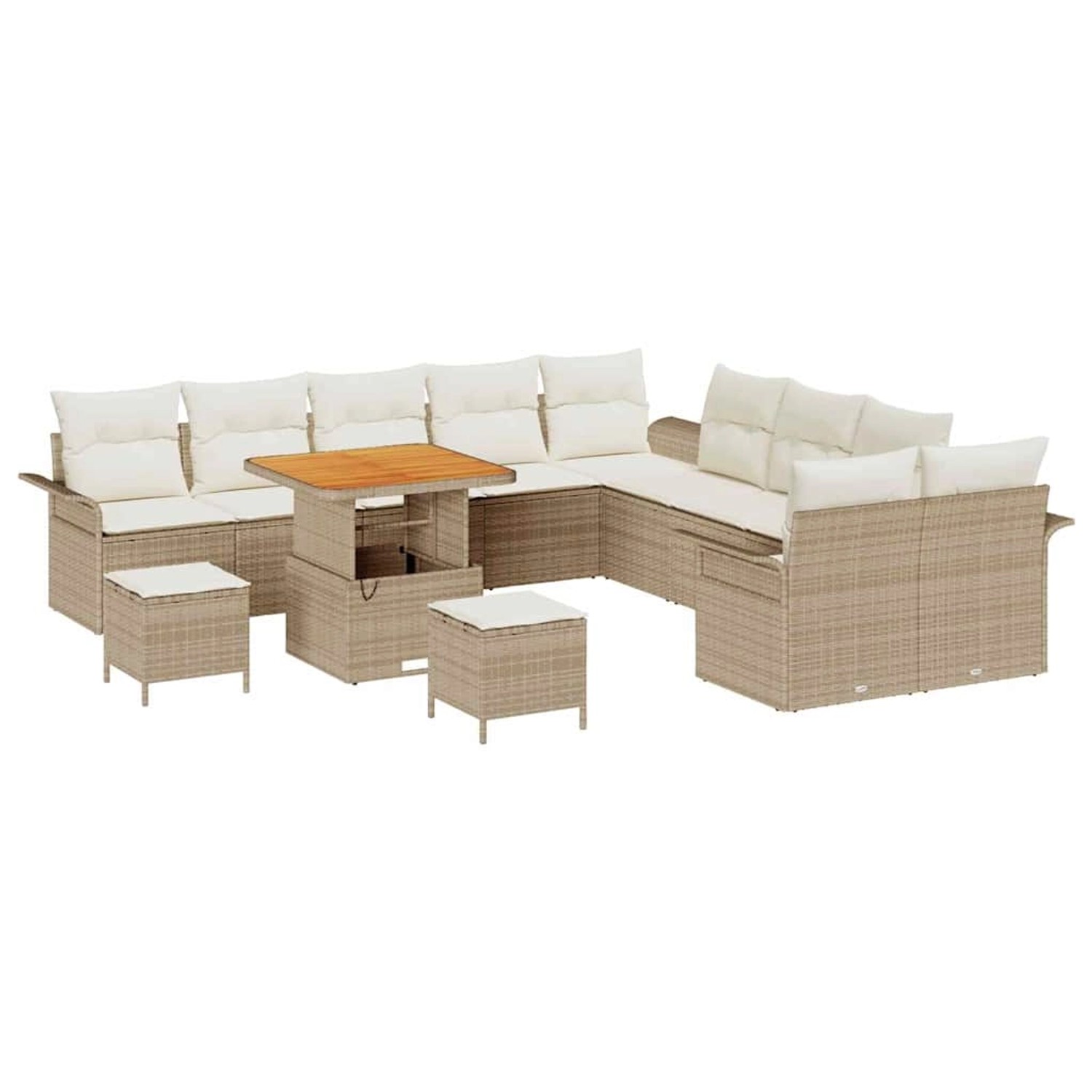 vidaXL Garten-Sofa-Set 13-Tlg Beige Poly Rattan 3362191 günstig online kaufen