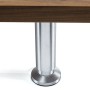 SOTECH Möbelfuß ALPHA aus gebürstetem Aluminium, 120 mm hoch, mit Bodengleiter unter Holzmöbel.