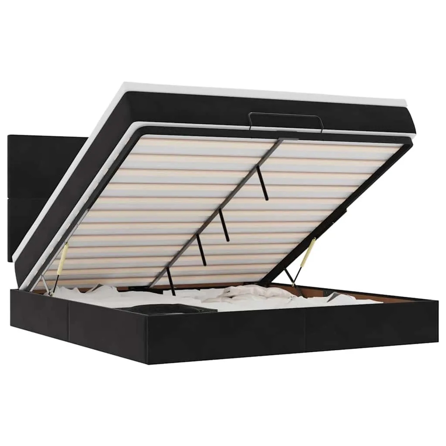 Thumbnail - vidaXL Ottoman-Bett mit Matratzen Schwarz 180x200 cm Samt 3313417