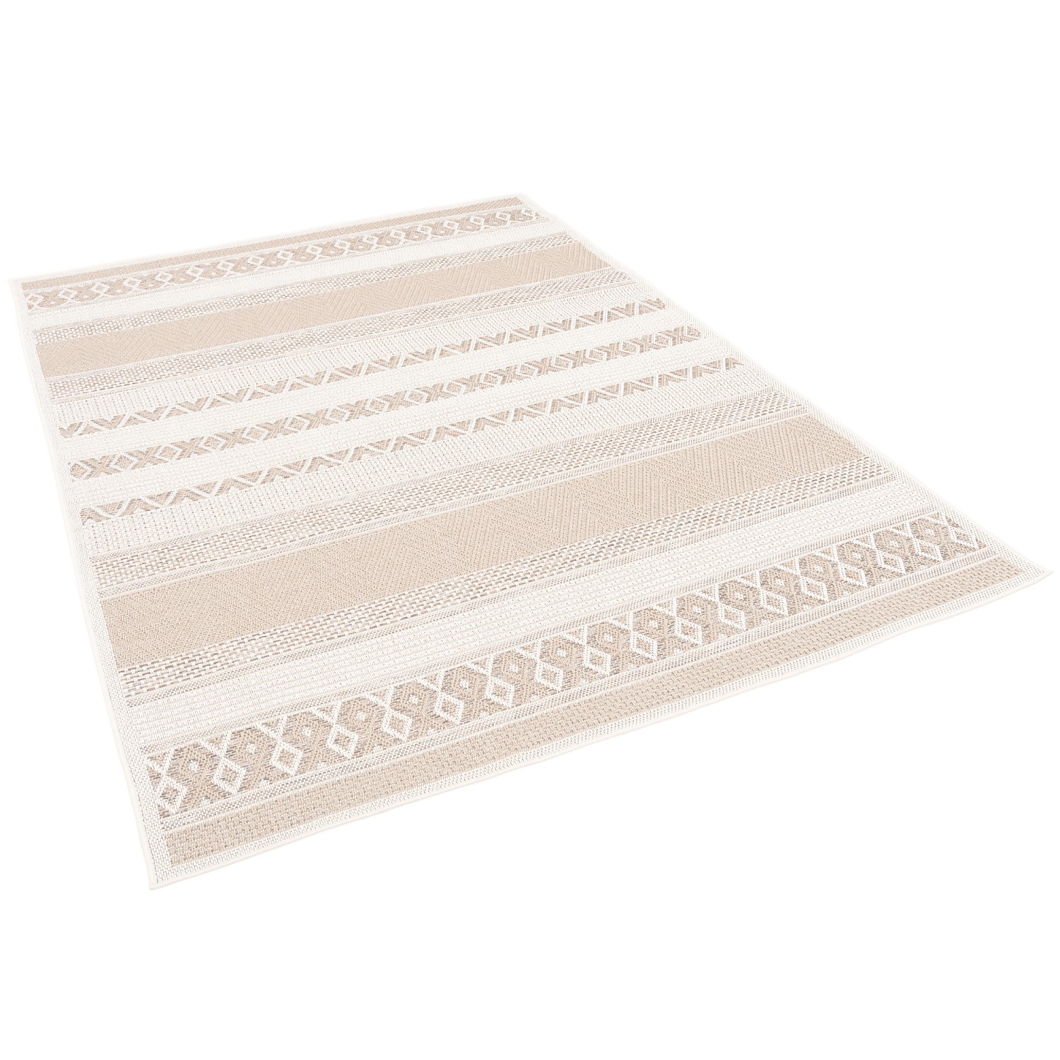 Pergamon In & Outdoor Teppich Flachgewebe Ottawa Stripes Beige 200x290cm günstig online kaufen