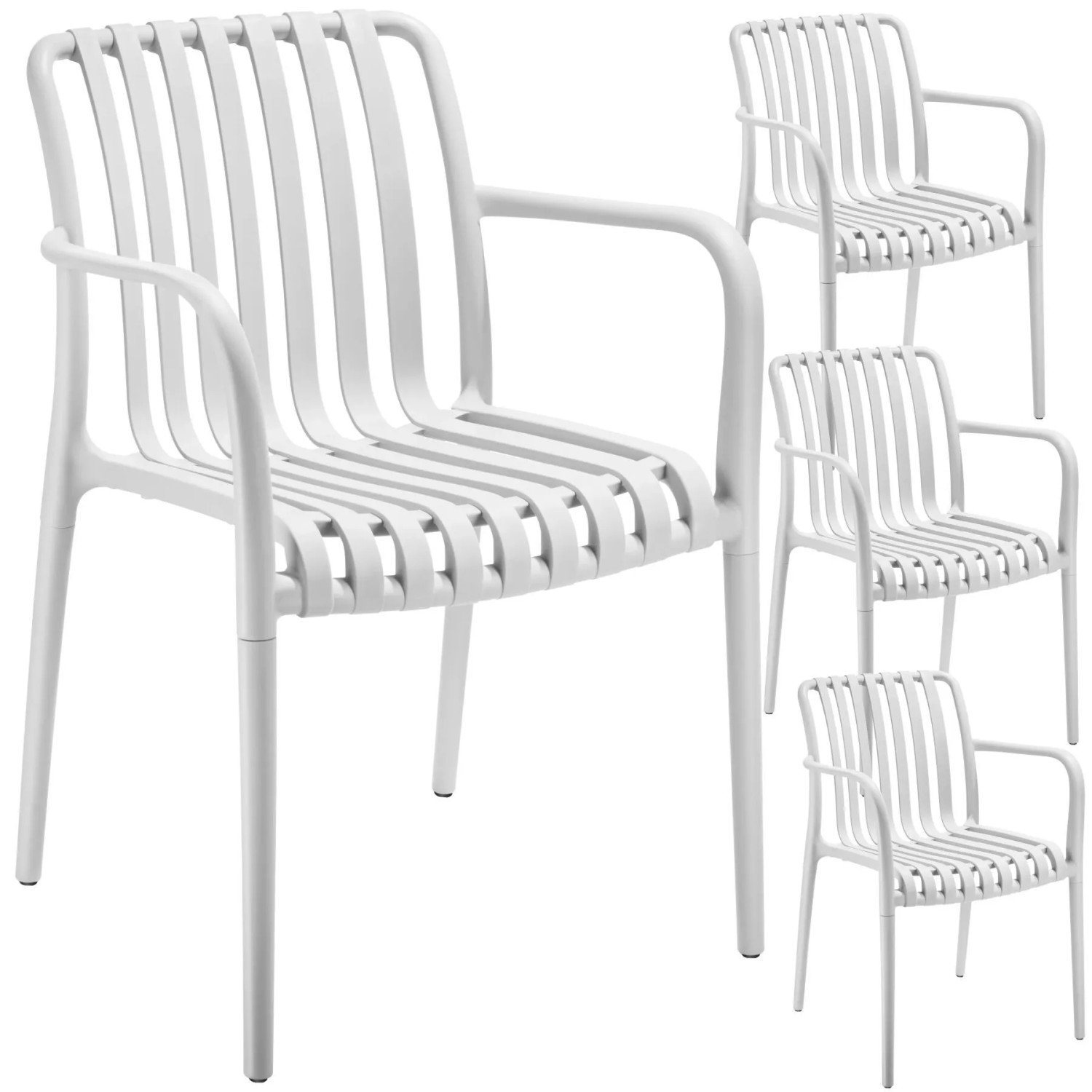 Tectake Gartenstühle Alcudia Wetterfest und Uv Beständig Platzsparend Stapelbar 4Er Set 58 x 54 50 x 80 50 cm Creme