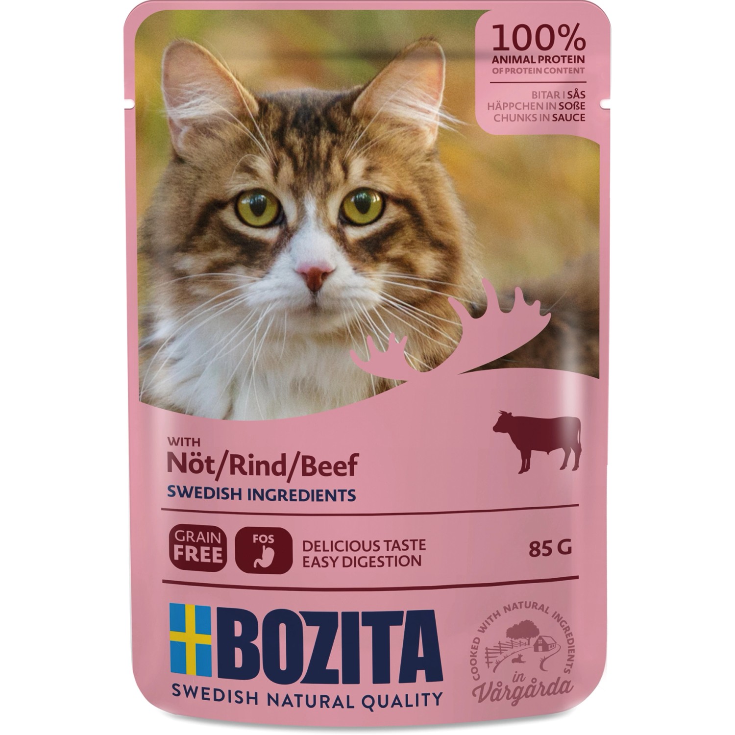 Bozita Katzen-Nassfutter Pouch HiS Rind für Katzen 85 g