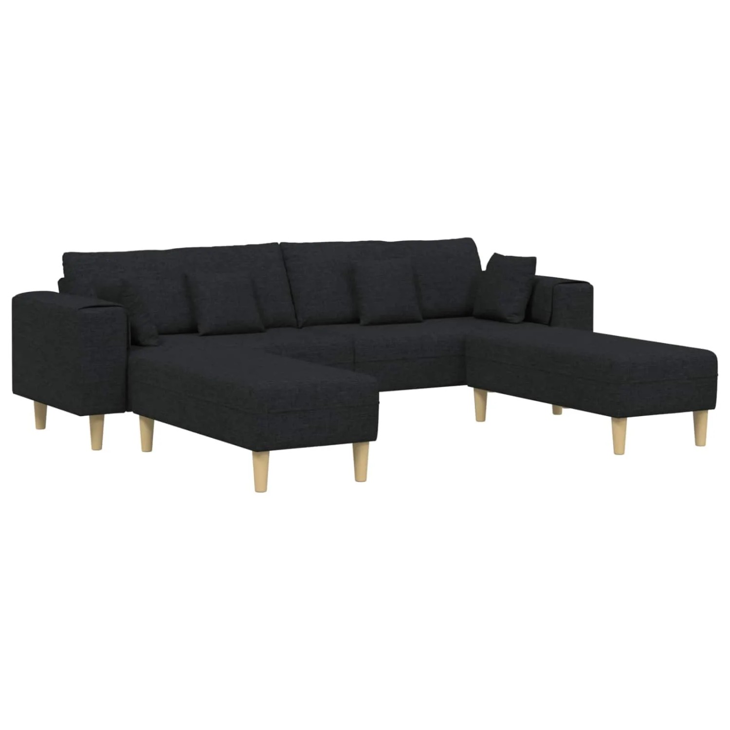 vidaXL Sofa mit Kissen 3-Tlg Schwarz Stoff 3335164