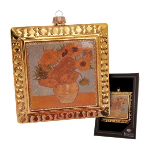 Krebs Glas Lauscha Baumschmuck Sonnenblumen Kunstwerk Goldfarbig 12cm