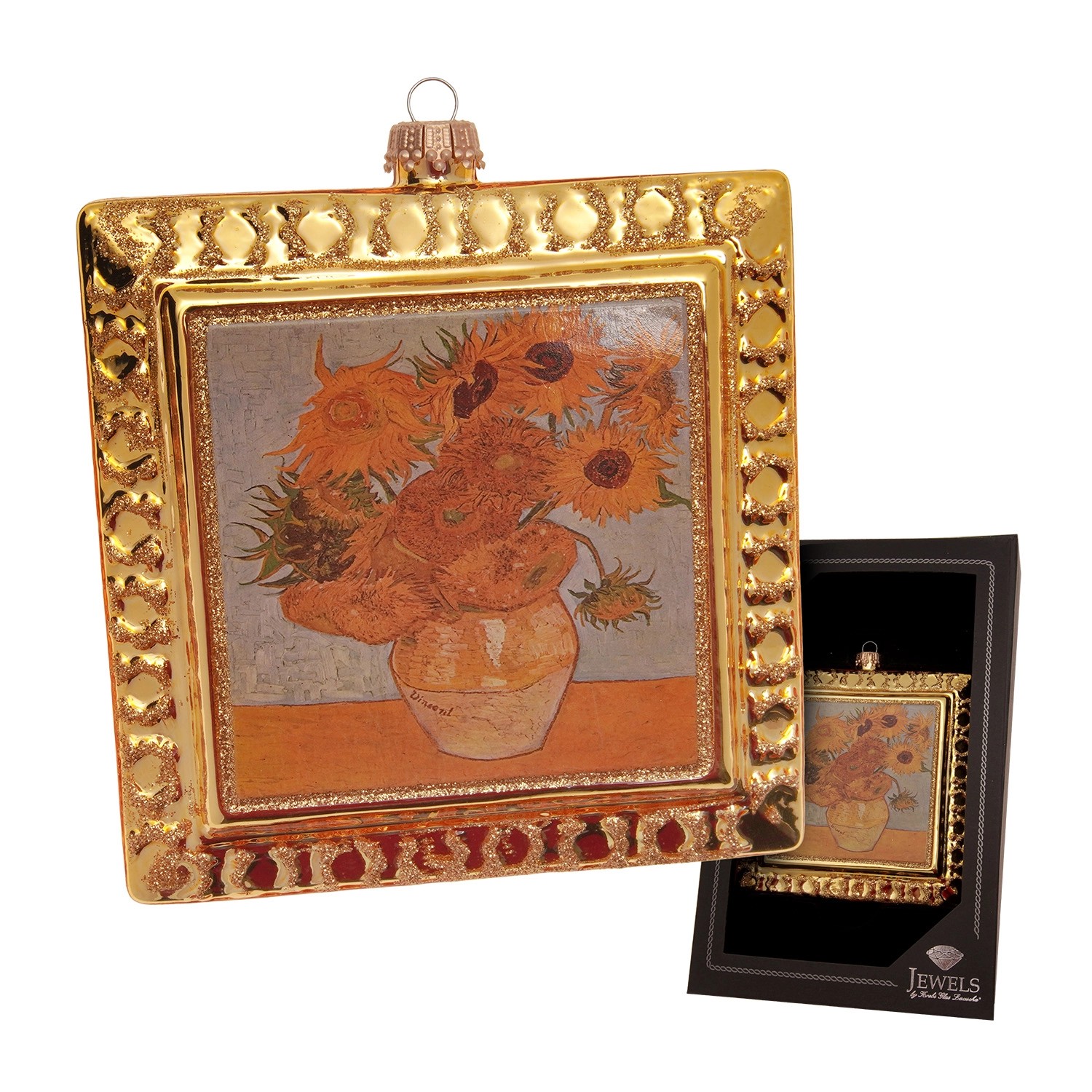 Krebs Glas Lauscha Baumschmuck Sonnenblumen Kunstwerk Goldfarbig 12cm günstig online kaufen