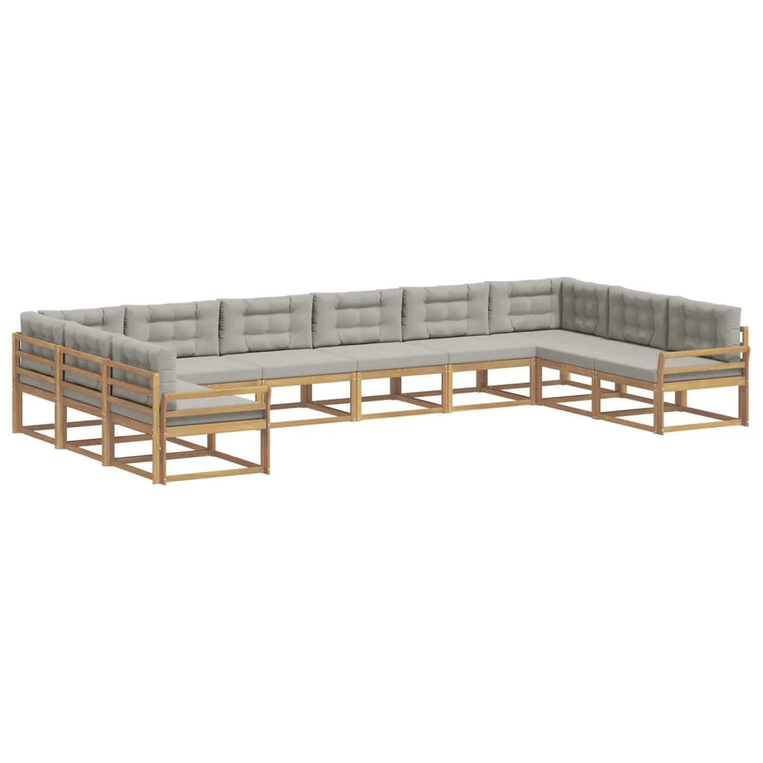 vidaXL Outdoor-Sofagarnitur mit Kissen 10-Tlg Weiß und Hellgrau 3387105