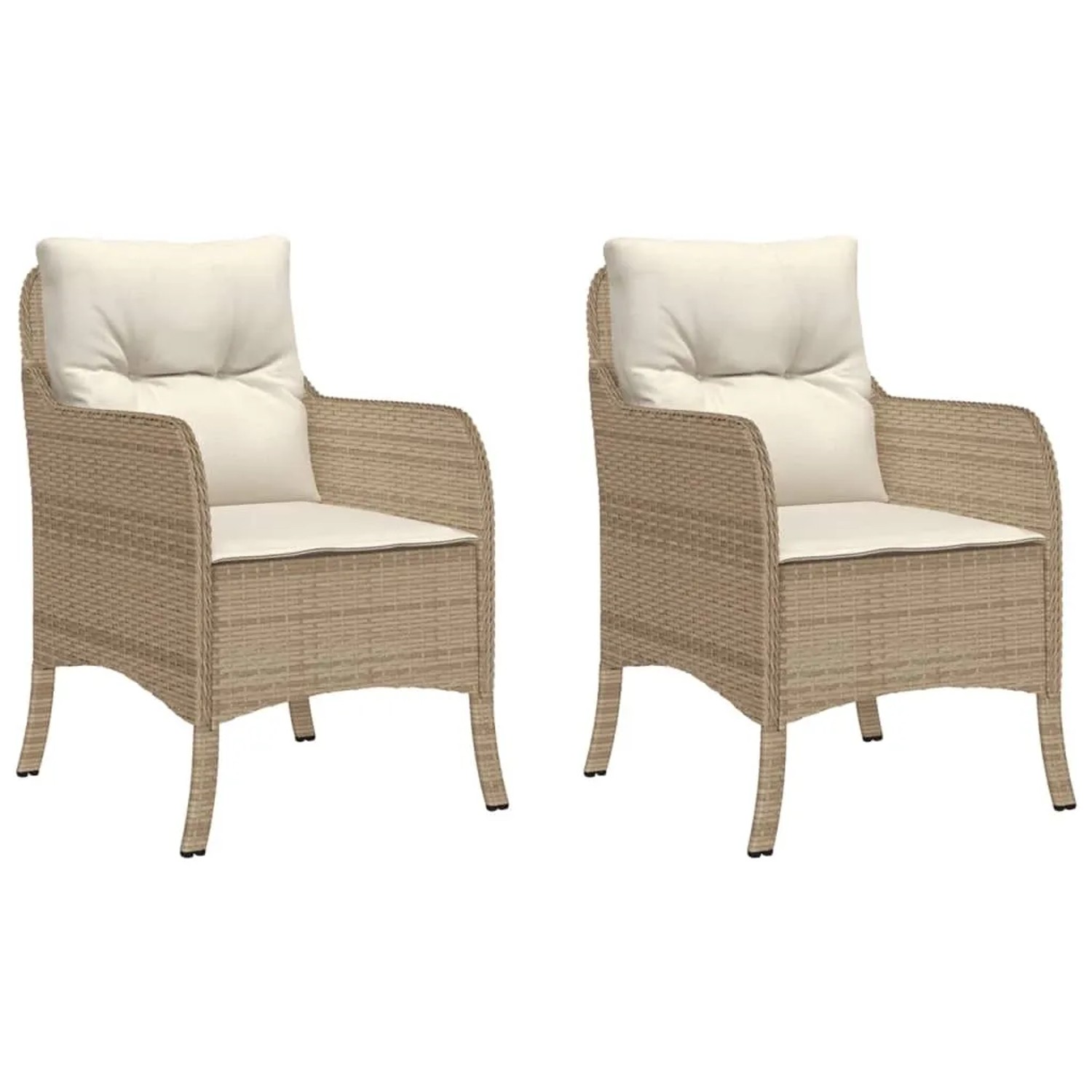 Furnicato Gartenstühle Mit Kissen 2 Stk Beige Poly Rattan