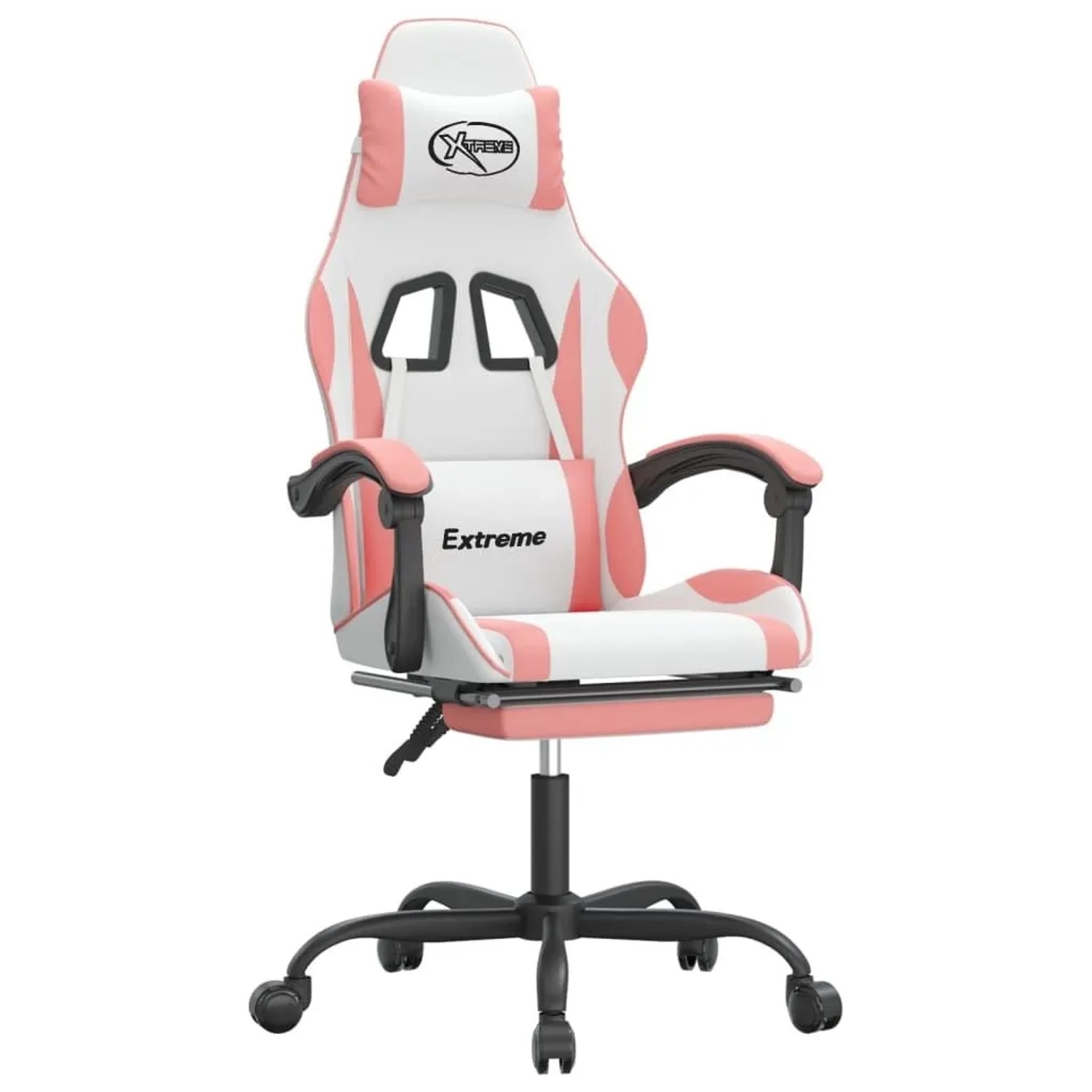vidaXL Gaming-Stuhl mit Fußstütze Weiß und Rosa Kunstleder 3143887 günstig online kaufen
