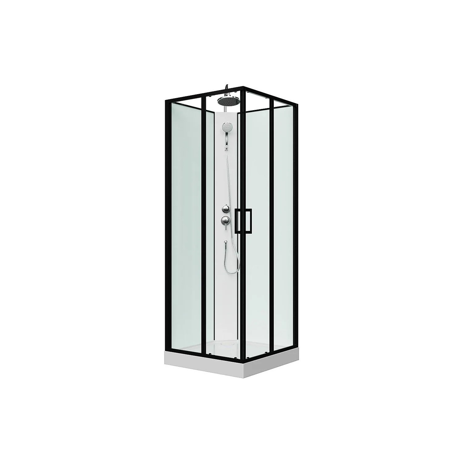 Vente-unique Duschkabine Samabi Schwarz  Weiß 80 cm