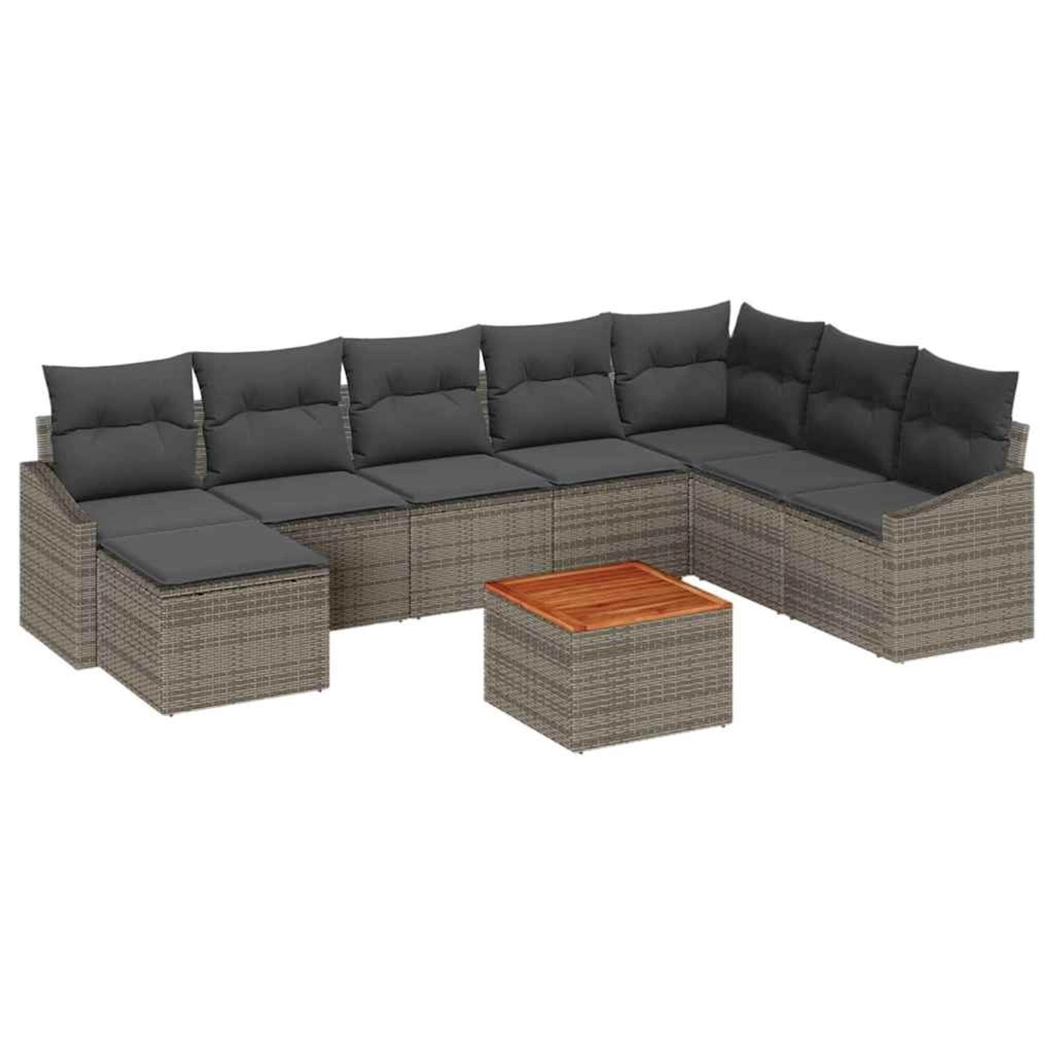 vidaXL Garten-Sofa-Set mit Kissen 9-Tlg Grau Poly Rattan 3347867 günstig online kaufen