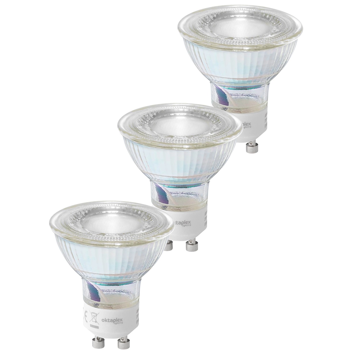 Oktaplex Lux GU10 3er Set LED Leuchtmittel 2700K Warmweiß 450lm 2,5W