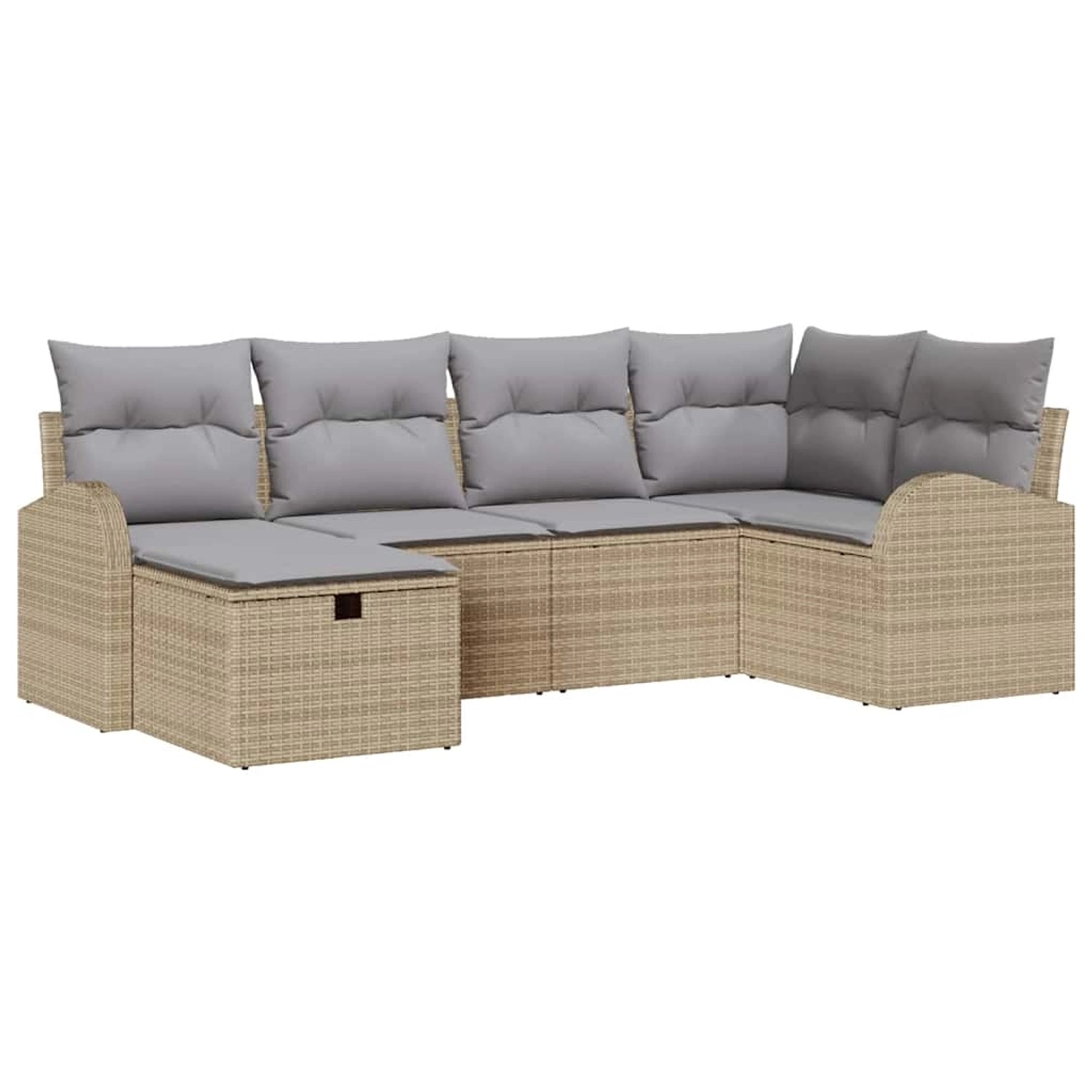 vidaXL Garten-Sofa-Set mit Kissen mit Speicher 6-Tlg Beige Poly Rattan 3360 günstig online kaufen