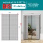 Schwarzes magnetisches Fliegengitter für Türen, zuschneidbar bis 155x245cm, mit Klettverschluss. Insektenschutz ohne Bohren.