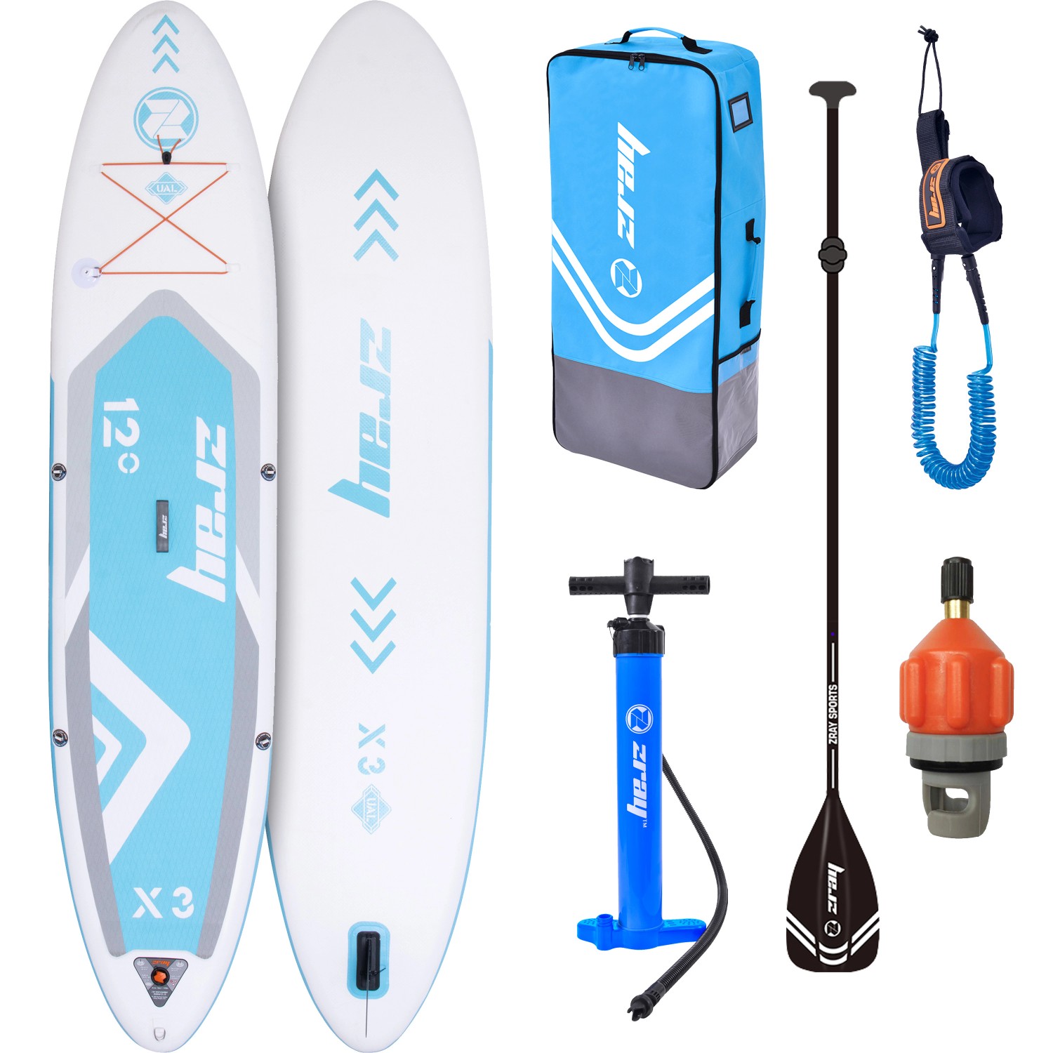 ZRAY Aufblasbares Stand Up Paddle Board X3 Komplettset Blau 365 x 81 x 15 cm inkl. Zubehör
