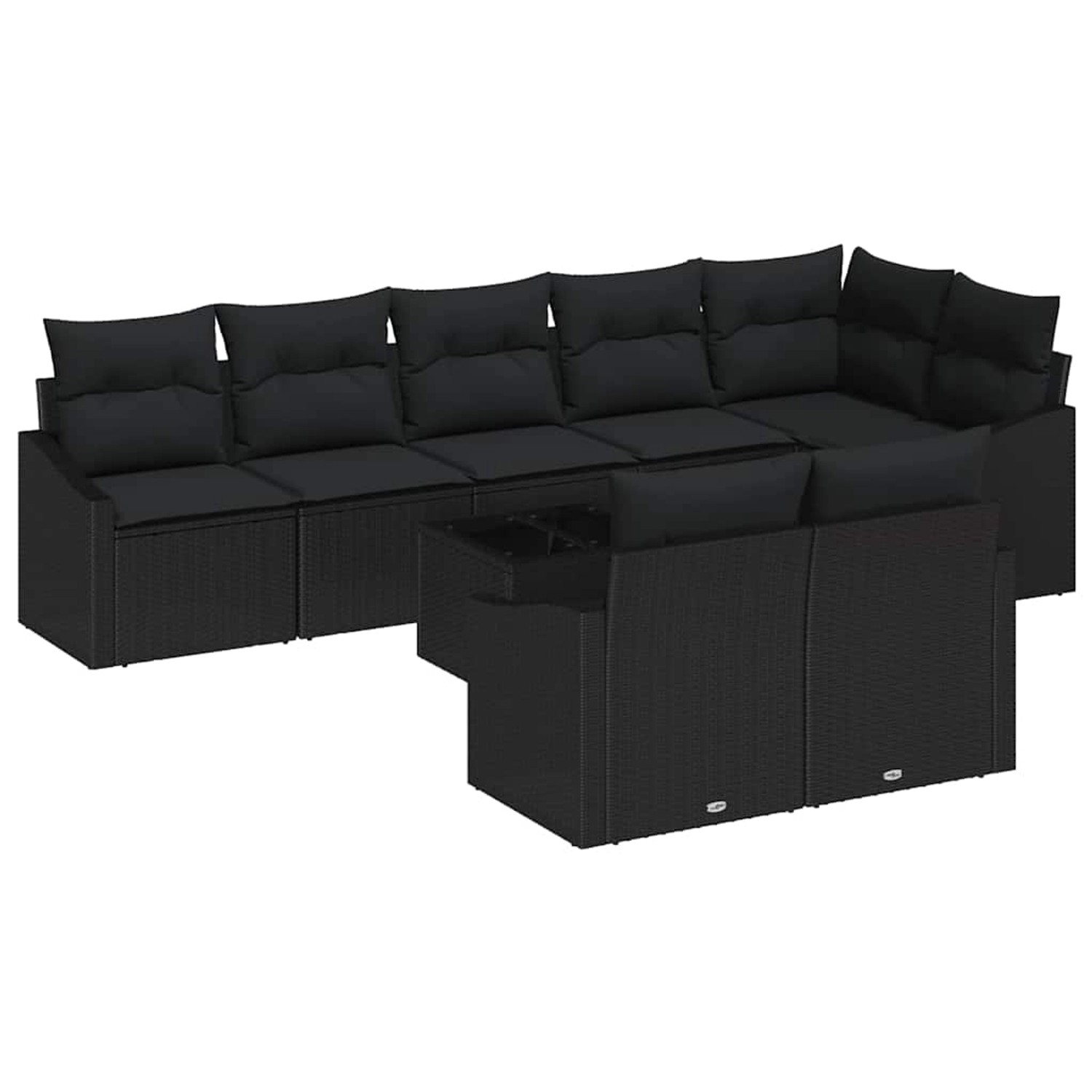 vidaXL Garten-Sofa-Set 9-Tlg Schwarz Poly Rattan 3346783 günstig online kaufen