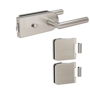 Levidor Glastürbeschlag Set, Edelstahl, für Studio/Office & WC-Riegel. Glastür Zubehör.