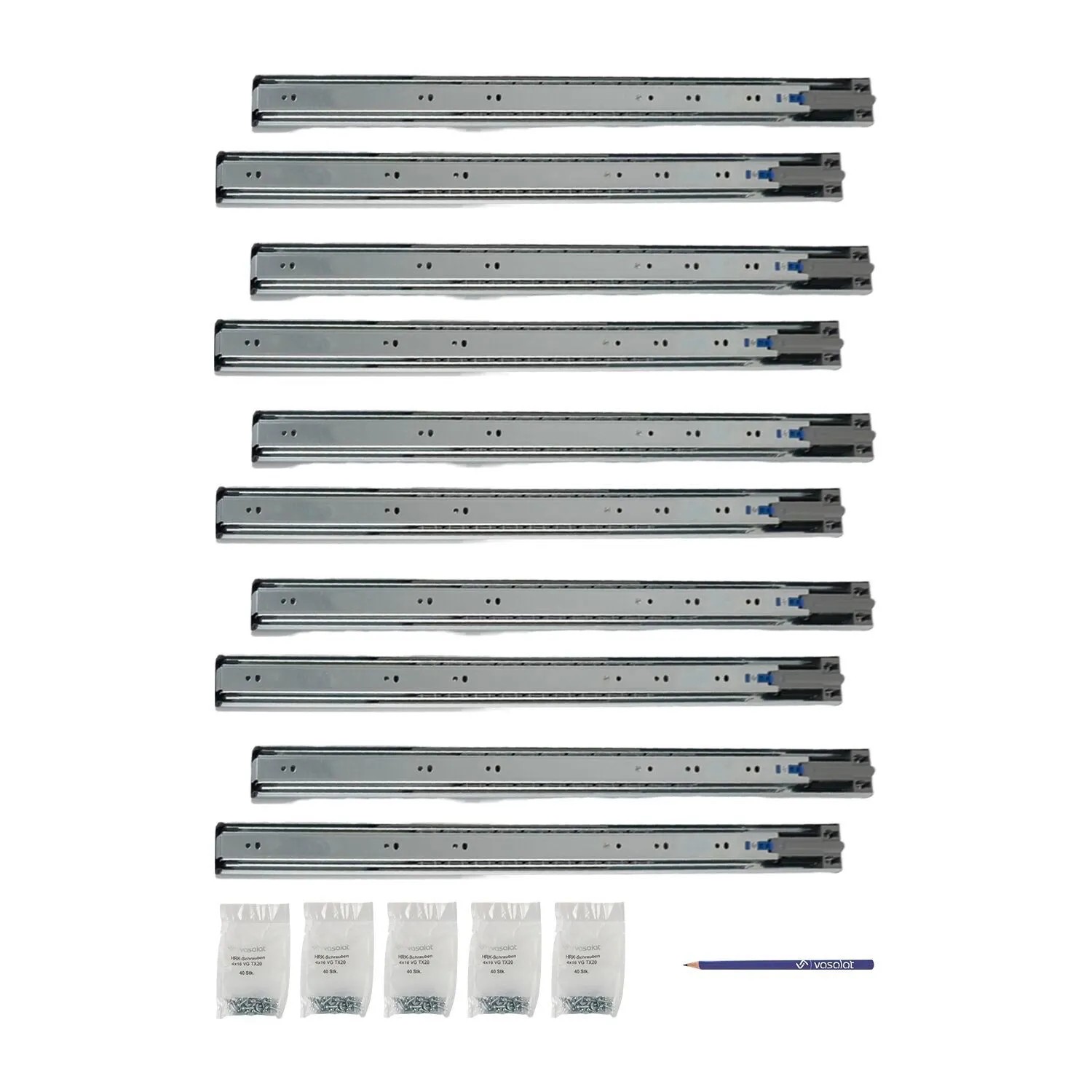 vasalat Kugelauszug 600mm Softclose Kugelführung - Vollauszug mit Dämpfung - 5 Paar