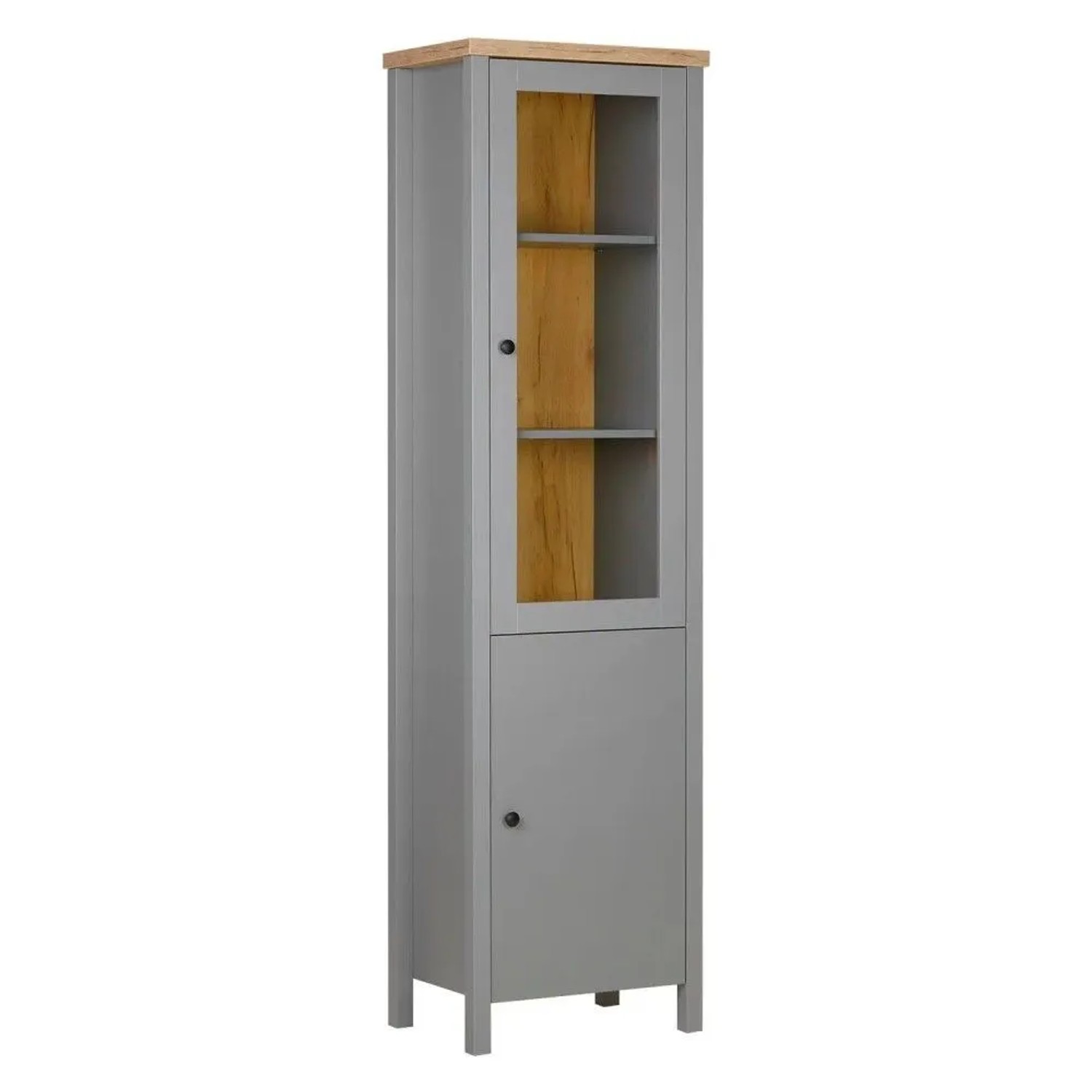 Homestyle4u Vitrine Highboard Kommode Wohnzimmerschrank Holz Grau