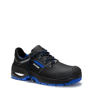 Elten Leonardo Sicherheitshalbschuh S3 in Schwarz-Blau, Größe 43. Arbeitsschuh mit Stahlkappe.