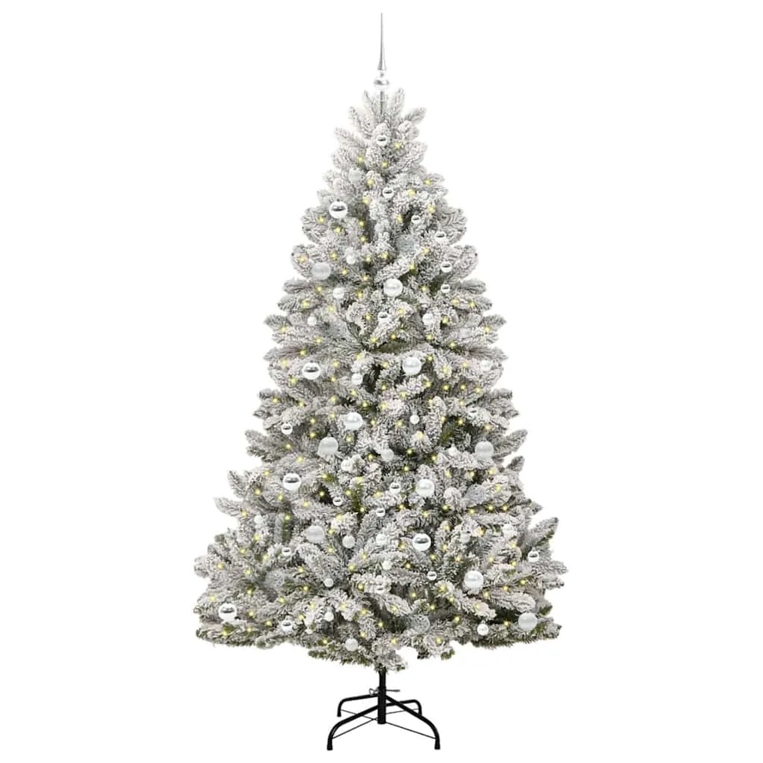 vidaXL Künstlicher Weihnachtsbaum Grün und Weiß 210 cm PVC und Metall 3395762