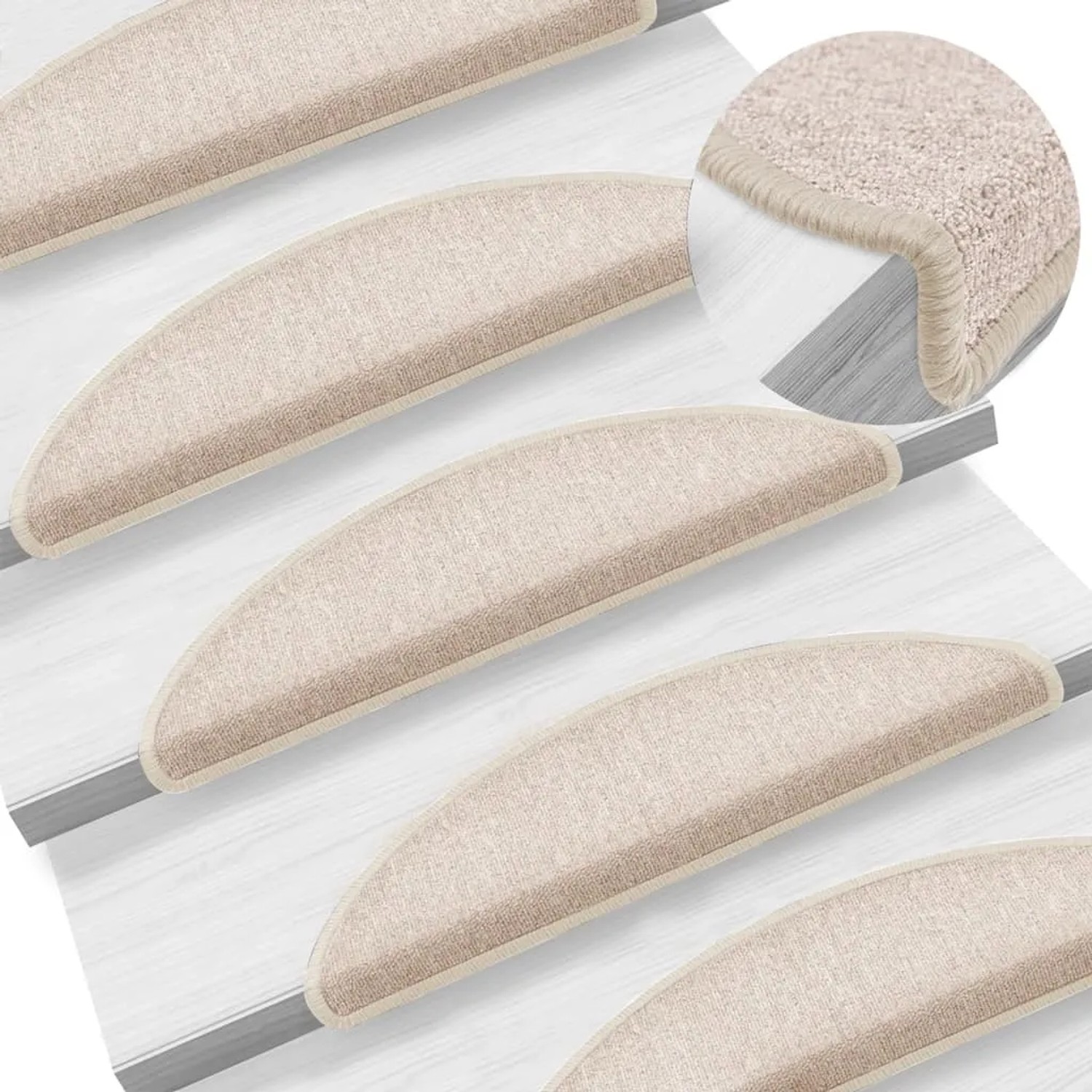 vidaXL Stufenmatten 15 Stk 56x17x3 cm Taupe Halbrund 133882_2