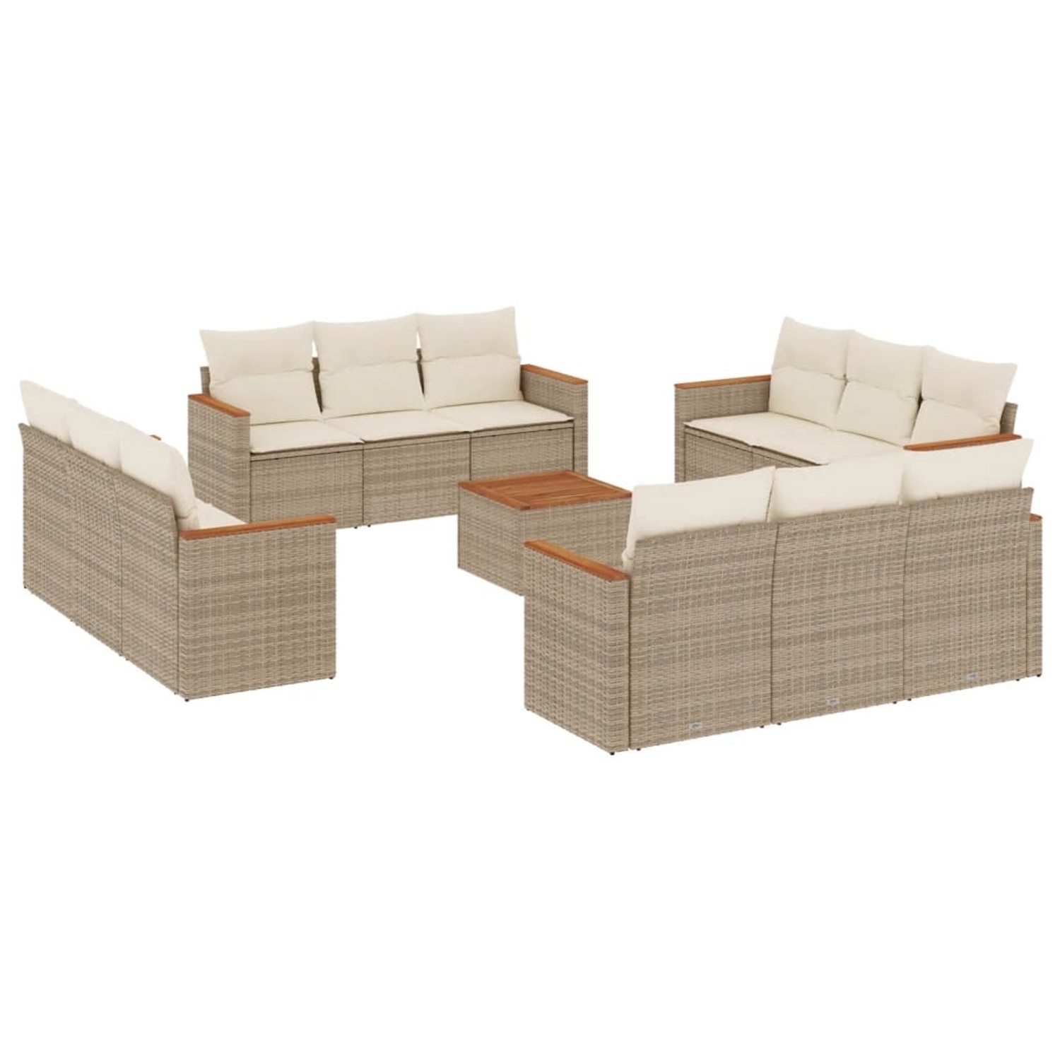 vidaXL 13-Tlg Garten-Sofagarnitur mit Kissen Beige Poly Rattan 3258243 günstig online kaufen