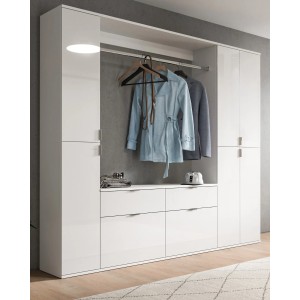 Inn.Furn Garderobenschrank Weiß Hochglanz 212 cm 21 Fächer SystemX