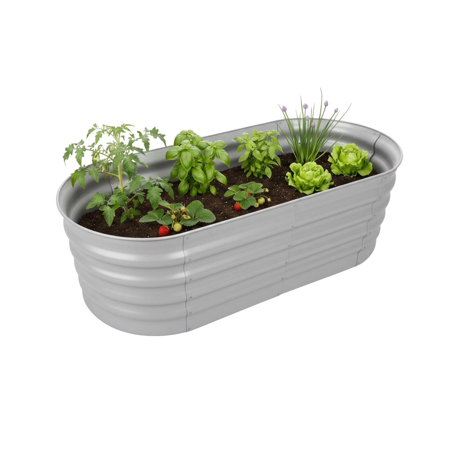 Relaxdays Hochbeet Halbrund Metall Hellgrau Bodenfrei 45 cm x 150 cm x 60 cm 9,3 kg