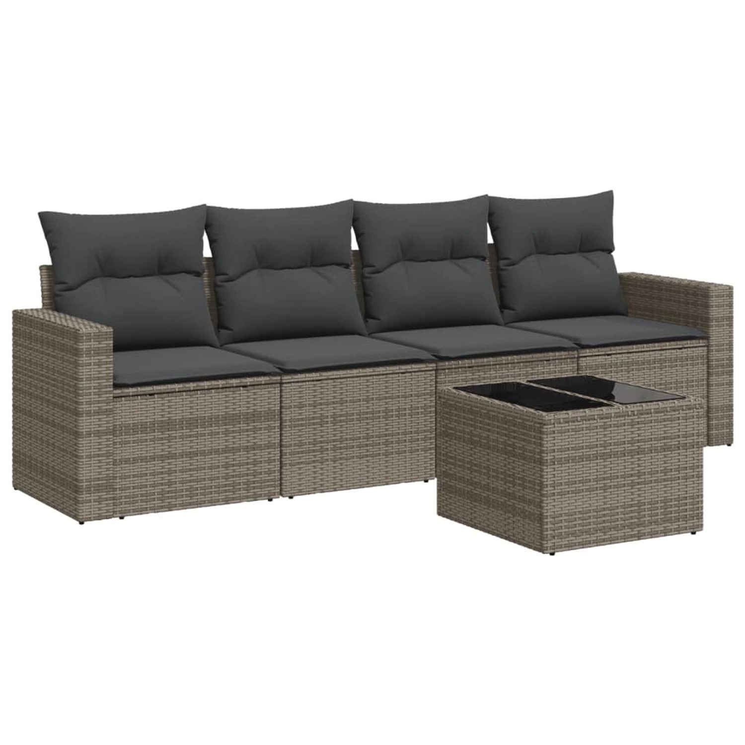 vidaXL 5-tlg Garten-Sofagarnitur mit Kissen Grau Poly Rattan Modell 14 günstig online kaufen