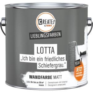 CREATE! by OBI Wandfarbe Lieblingsfarbe Lotta Schiefergrau Matt 2,5 l